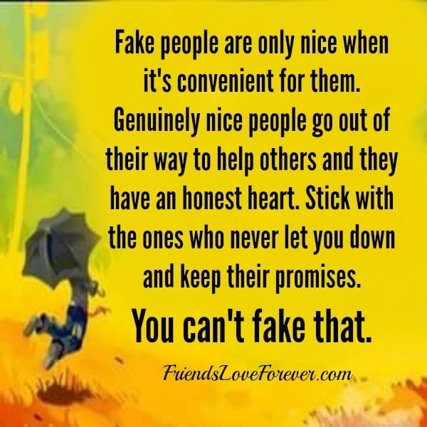 Fake people are only nice when it's convenient for them