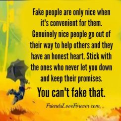 Fake people are only nice when it’s convenient for them
